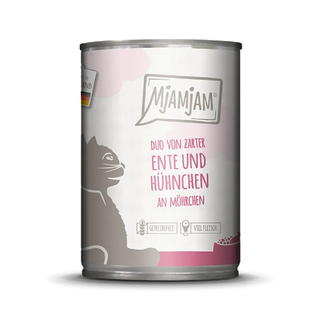 Mjamjam DUO Canard et Poulet aux Carottes 6x400g Pâtée pour Chat