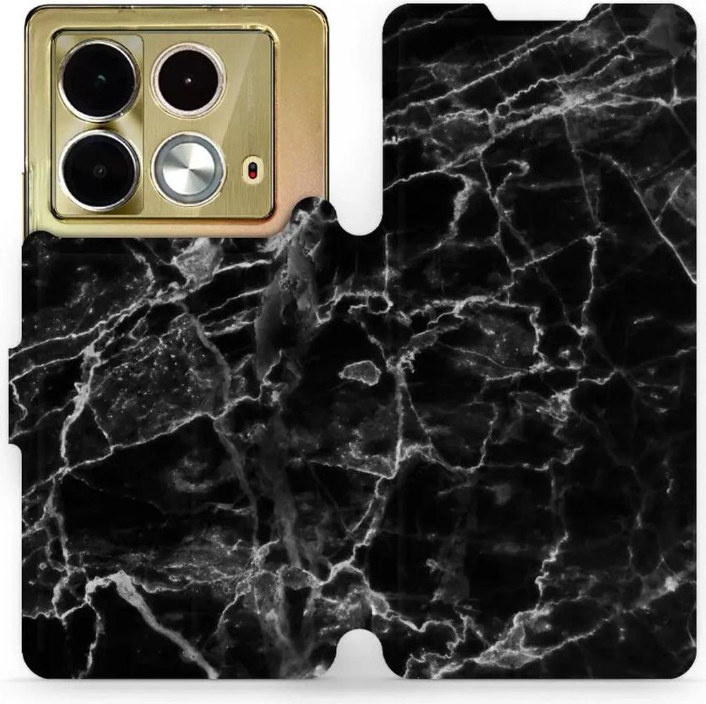Handyhülle mit klappe für Infinix Note 40, Mobiwear Book, Schwarzer Marmor