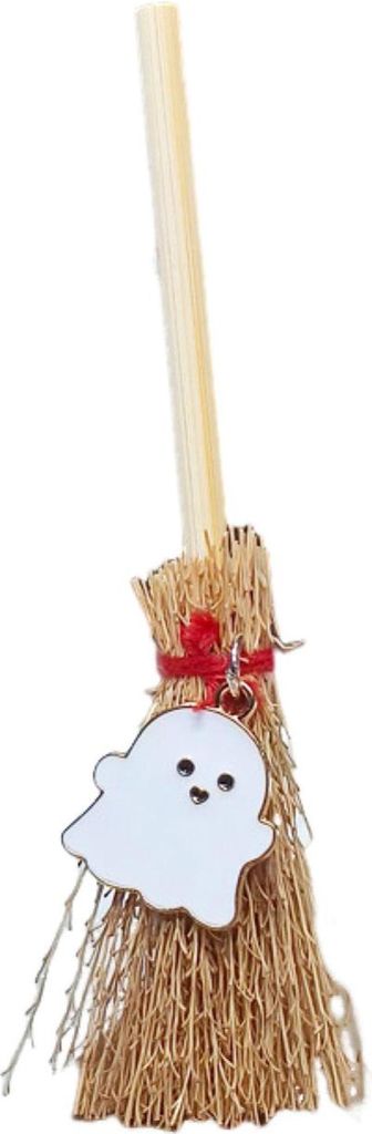 Mini-Hexenbesen-Autoanhänger, hölzernes Halloween-Ornament für Rückspiegel, 1:6/1:12, Miniatur-Puppenhaus-Zubehör