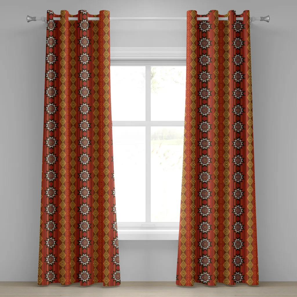 Rideau à œillets orange ABAKUHAUS motif ethnique 280x245 cm déco