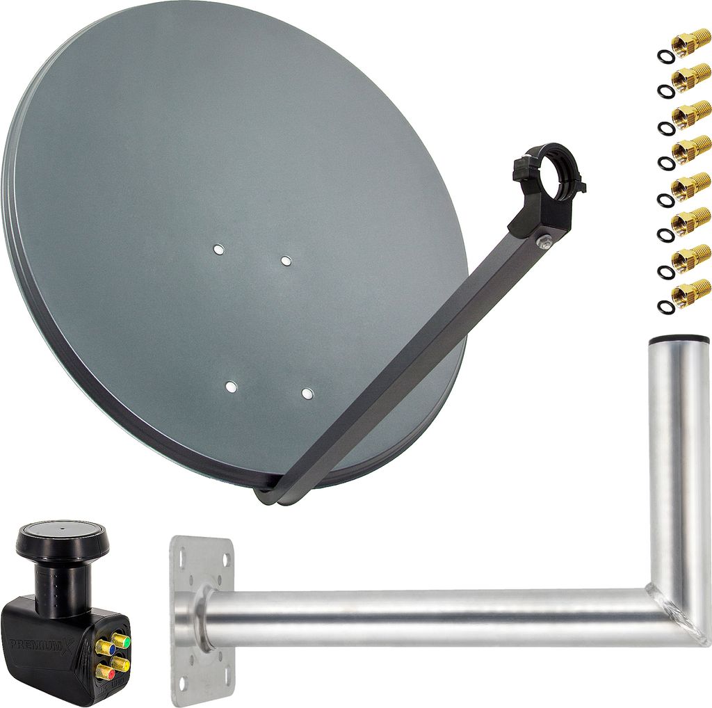 PremiumX SAT Anlage 80cm Antenne Quad LNB F-Stecker Produktbild 