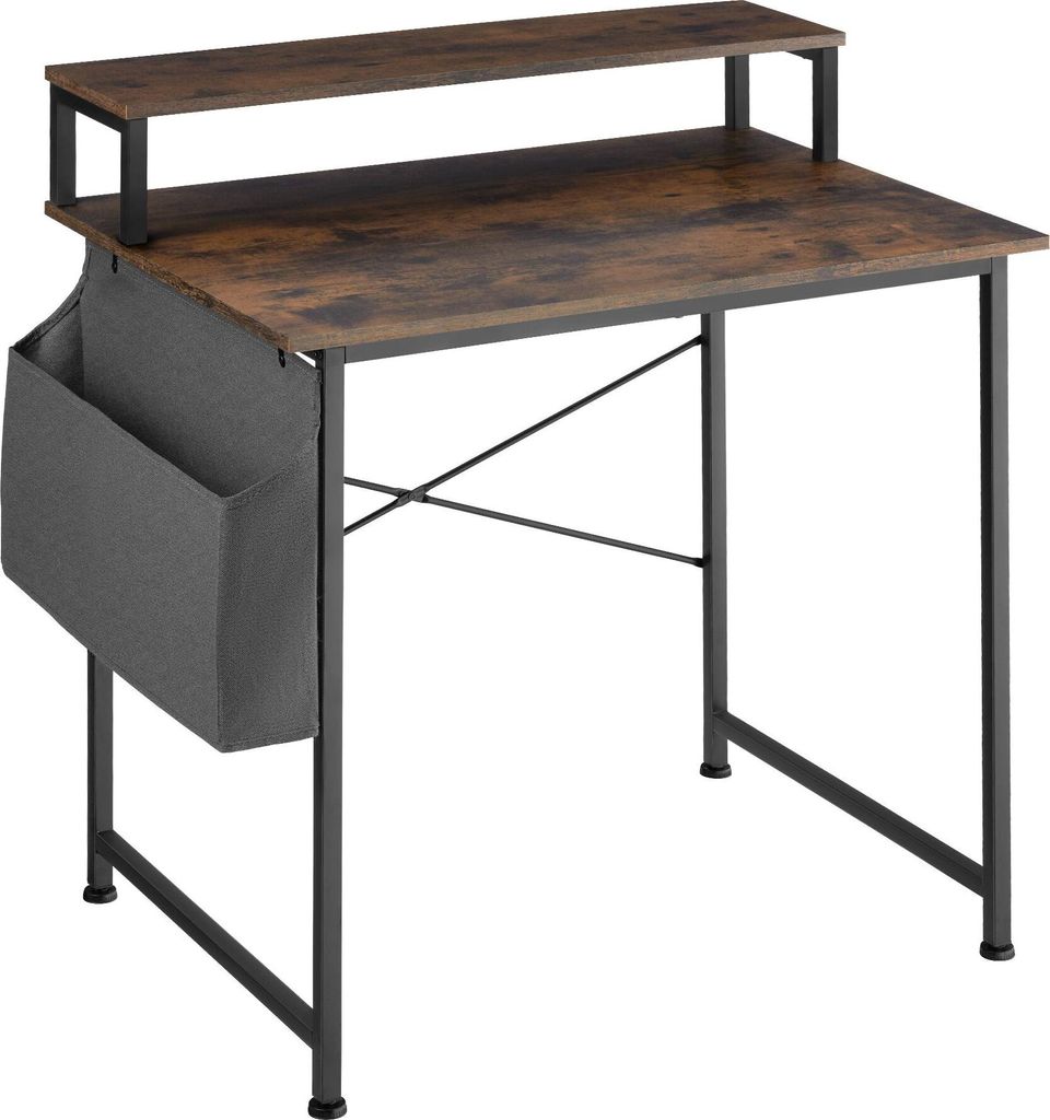 Table de bureau avec étagère de rangement et poche en tissu Image du produit 