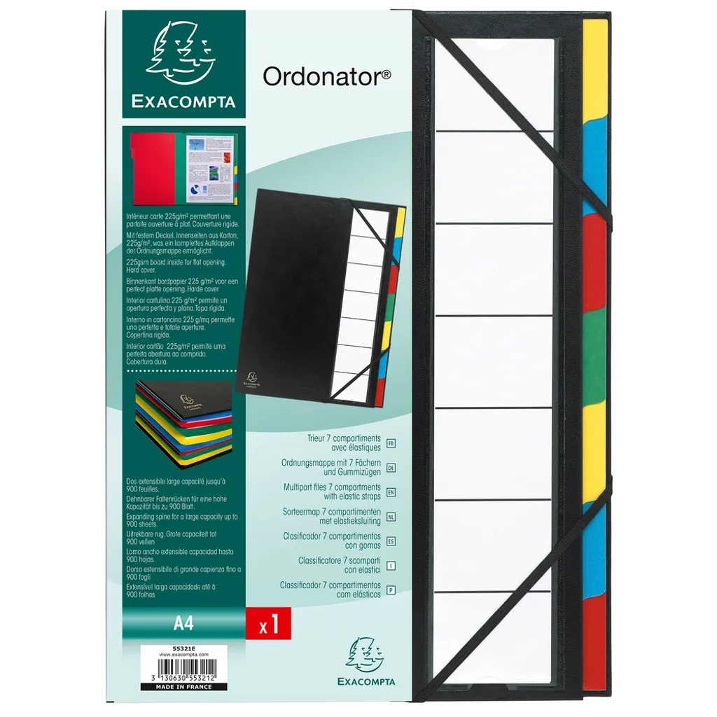Trieur 7 Compartiments à Dos Extensible Noir Exacompta - Pack de 6 ex - 2