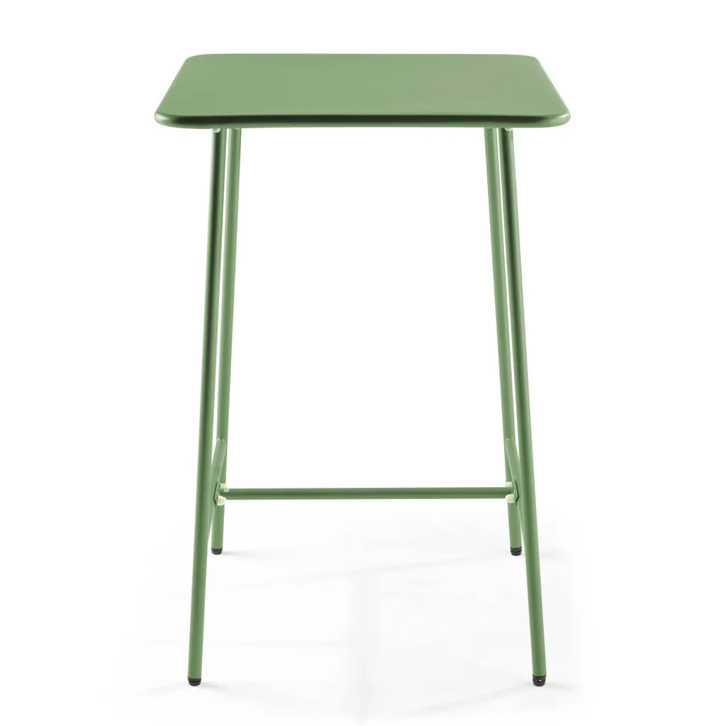 Table de bar Palavas et 2 tabourets en métal vert cactus - Oviala - 4