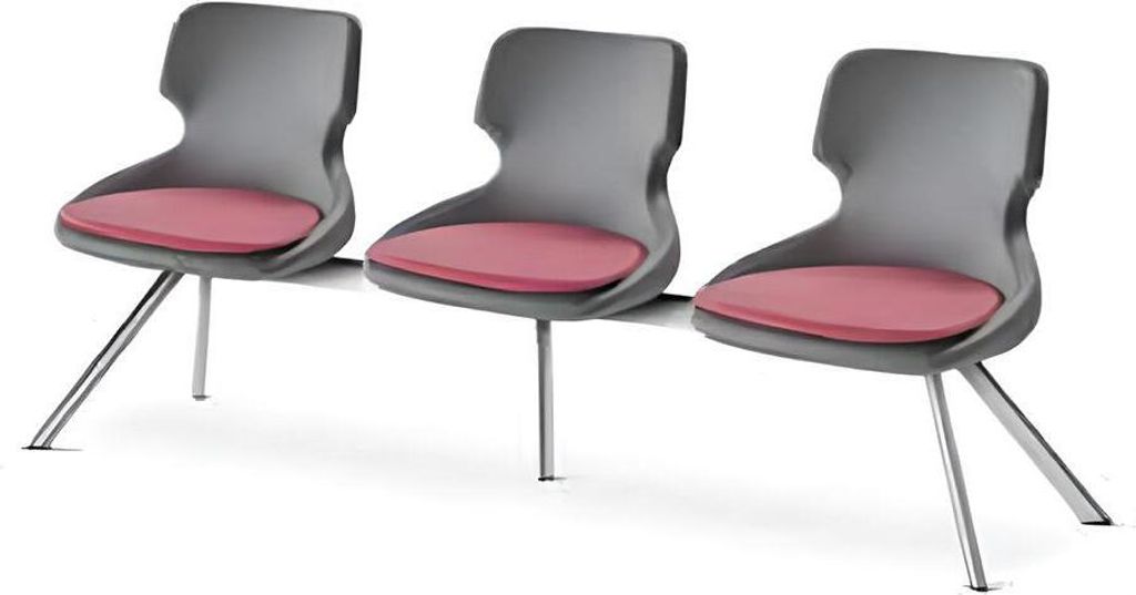 Büroeinrichtung Bürostühle Arbeitszimmer Schwarz Bordeaux 3-Sitzer Modern