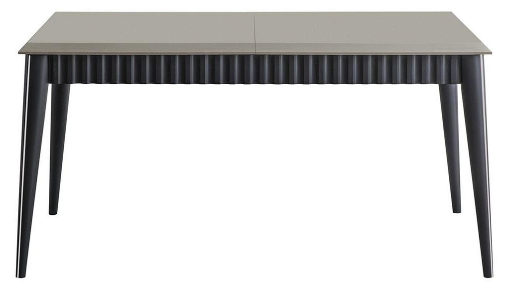 Designer Rechteckiger Weißer Esstisch 6x Graue Polster Stühle 7tlg. Set