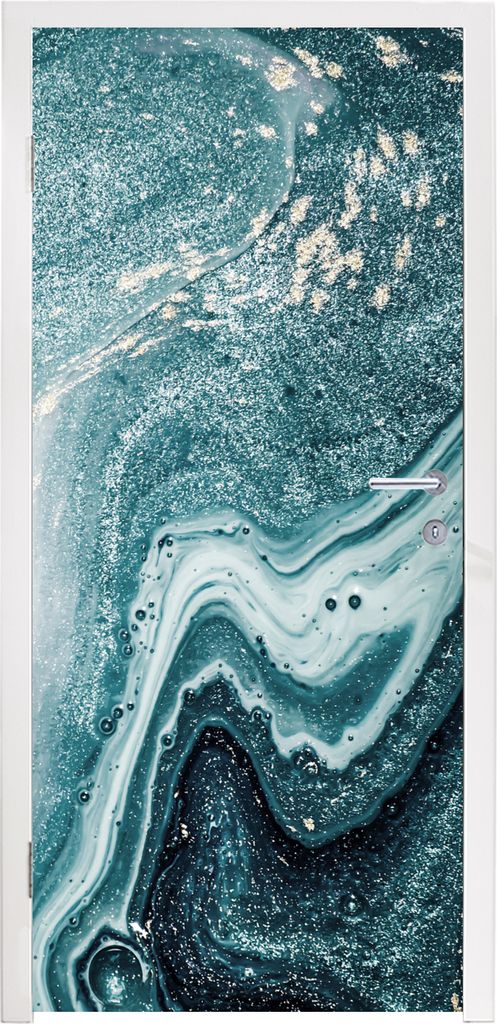 MuchoWow Türtapete Selbstklebende Türfolie Edelsteine - Blau - Natur - Marmor - Abstrakt 90x235 cm Türposter Türaufkleber Klebefolie Türkleb...