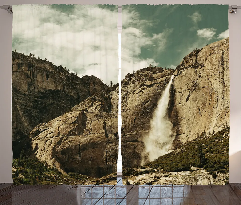ABAKUHAUS Rideau Yosemite Park 280x225 cm Rustique Brun et Vert Réséda
