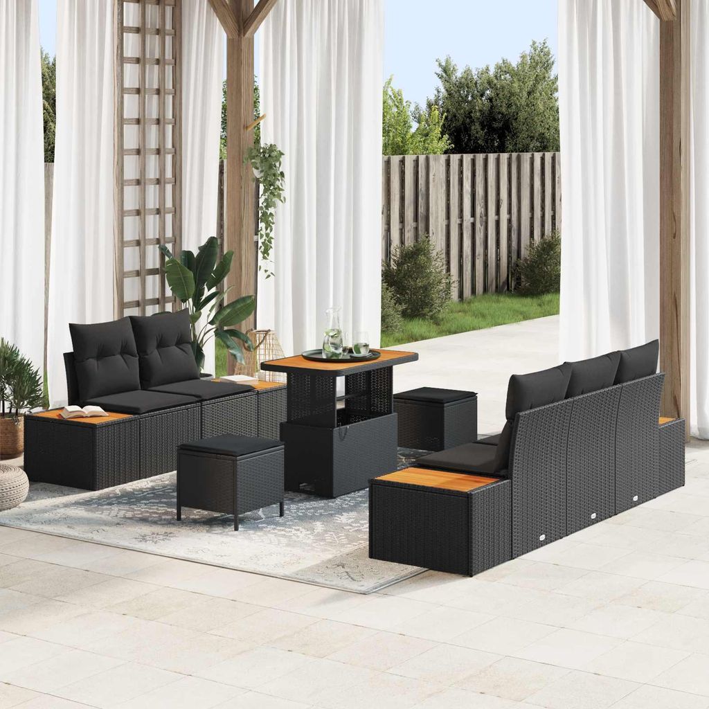 Maison Exclusive - Gartensofa-set 8 pcs Schwarz Poly-Rattan