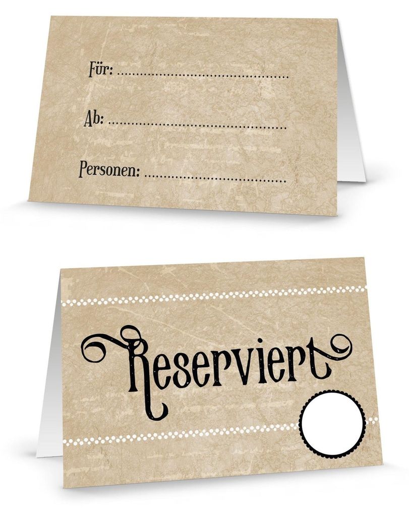 100 Stück Reserviert-Schilder creme-farbene neutrale Tischkarten Klappkarten braun-beige zum Hinstellen Tisch-Reservierung Hotel Restaurant - Gäs...