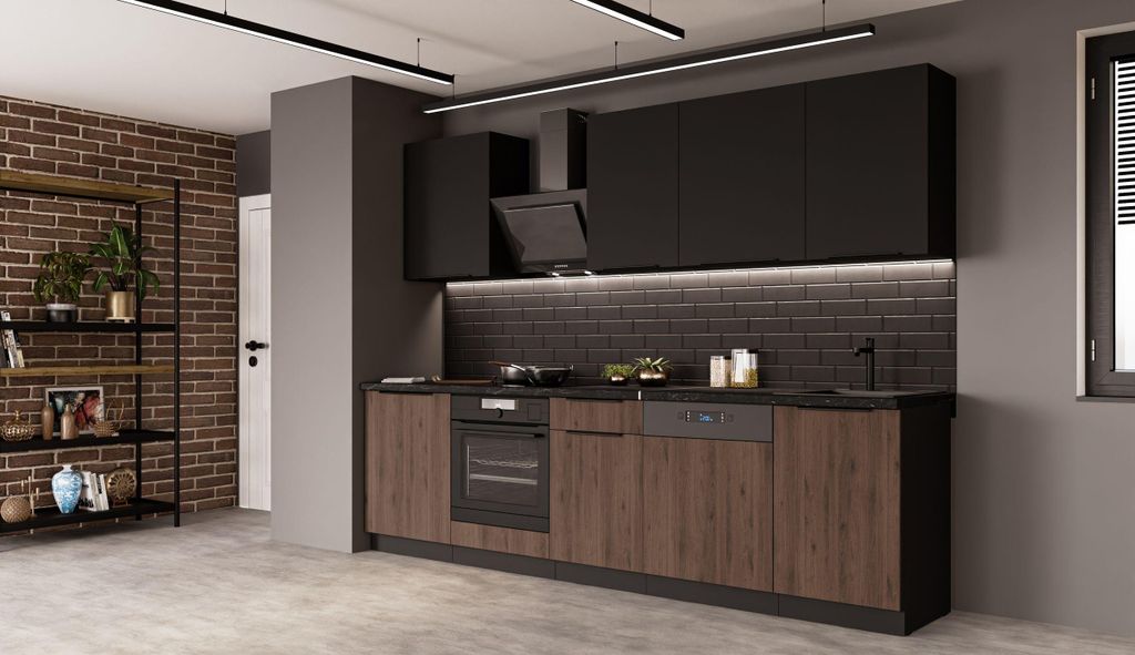 Küche MONZA + SIENA BASIC 280 cm Küchenzeile Küchenblock Produktbild 