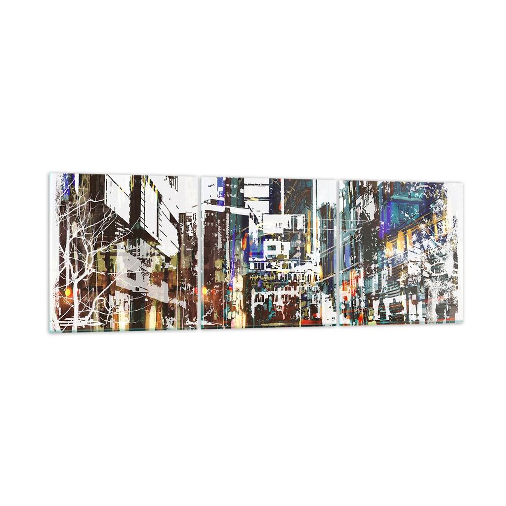 Bilder auf glas - Stadt Straße Haus - 150x50cm - Glasbilder - Wandbilder - Kunstdruck - zum Aufhängen bereit - Wanddekoration aus Glas - Glas Bil...