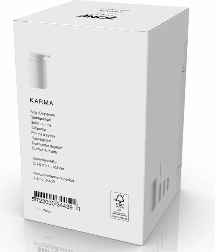 Zone Denmark Karma Dispenser Sapone Bianco 250ml - Gres Soft-Touch 34439 - 3