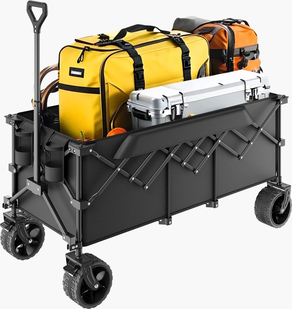 VEVOR Bollerwagen 204 kg, 122x60x61cm faltbarer Transportwagen, Mehrzweckwagen, Handwagen mit Geländerädern, Strandwagen, Gartenwagen