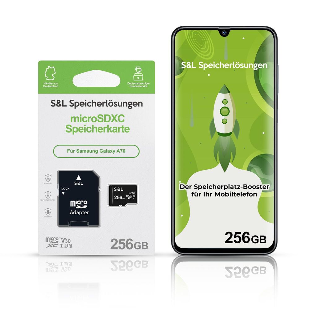microSD Speicherkarte S&L für Samsung Galaxy A70 - Speicherkapazität: 256 GB