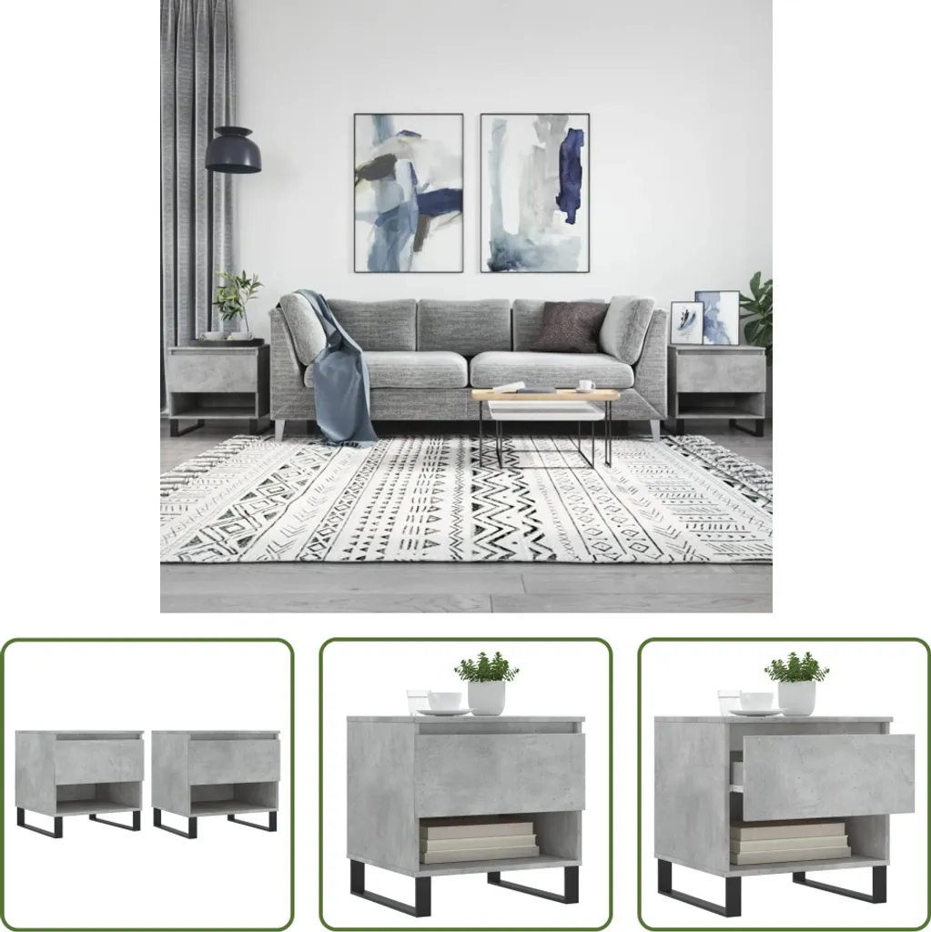 Set 2 Tavolini 50x50 cm Grigio Cemento | Purezza Formale e Funzione