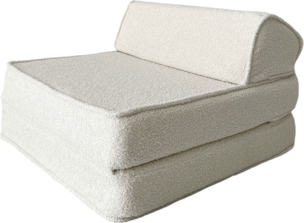 Monio for Kids - Cremefarbe Schaumstoffsessel Liege Couch für Kinder Bouclé