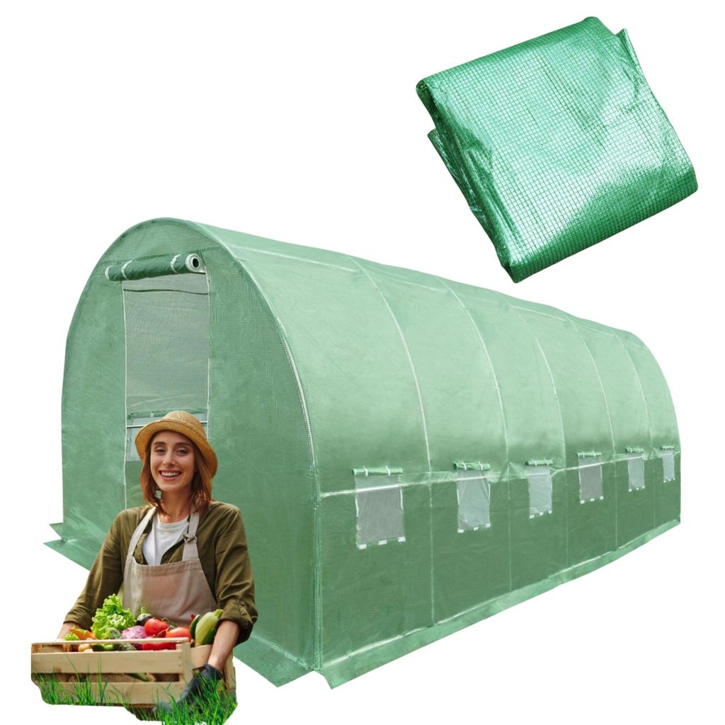 Foliengewächshaus 6×3 m 18 m2 Treibhaus mit Stahlrahmen Tomatenhaus Winterfest PE Folie Garten