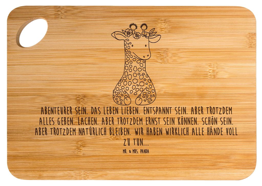 Mr. & Mrs. Panda Holzbrett Giraffe Blumenkranz - Transparent - Geschenk, Schneidebrett, Freundin, Brett, Afrika, Abenteurer, Hackbrett, Frühstück...