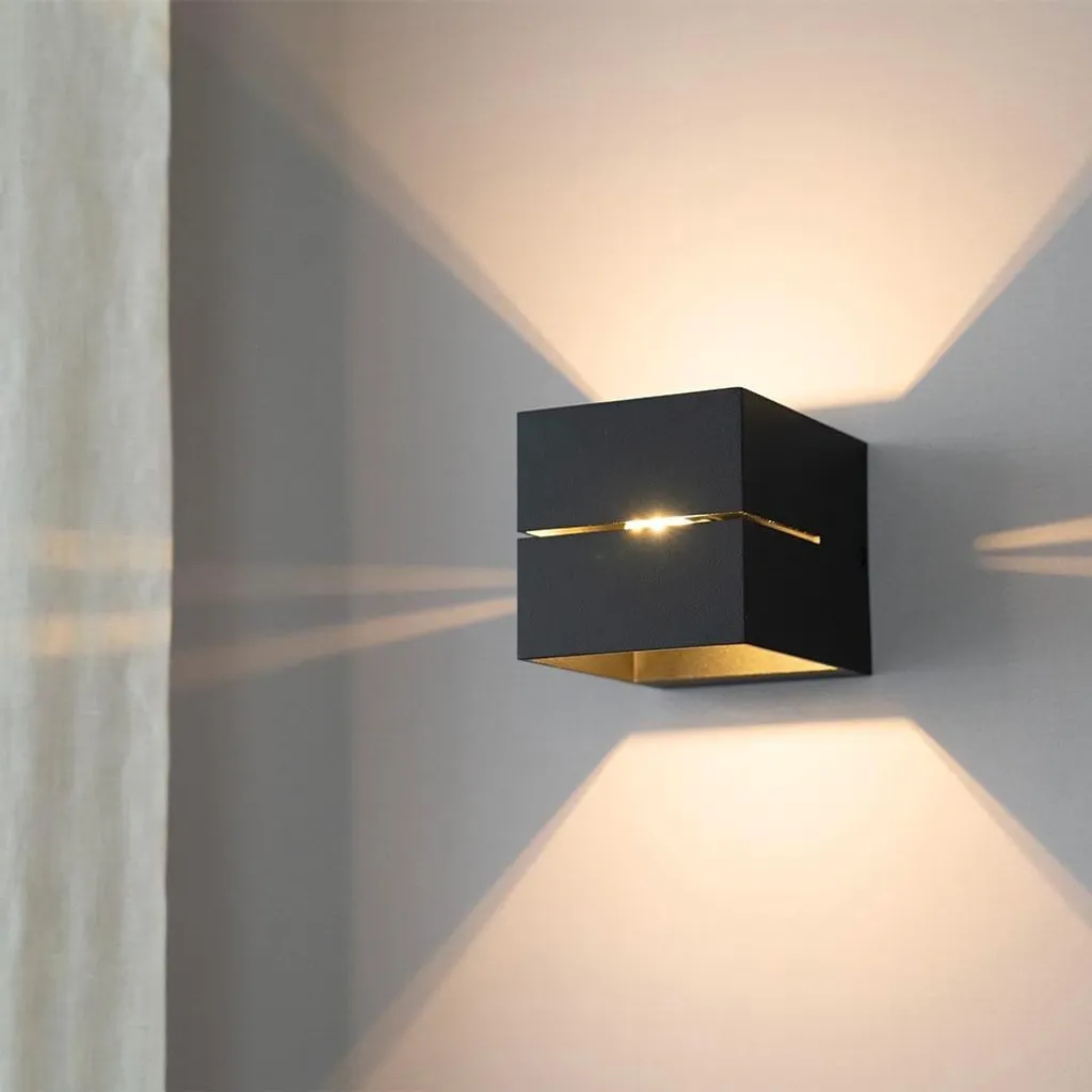 Applique Murale LUSENZ Noire Mat - Éclairage Mural LED Cube 3W G9 Fixe
