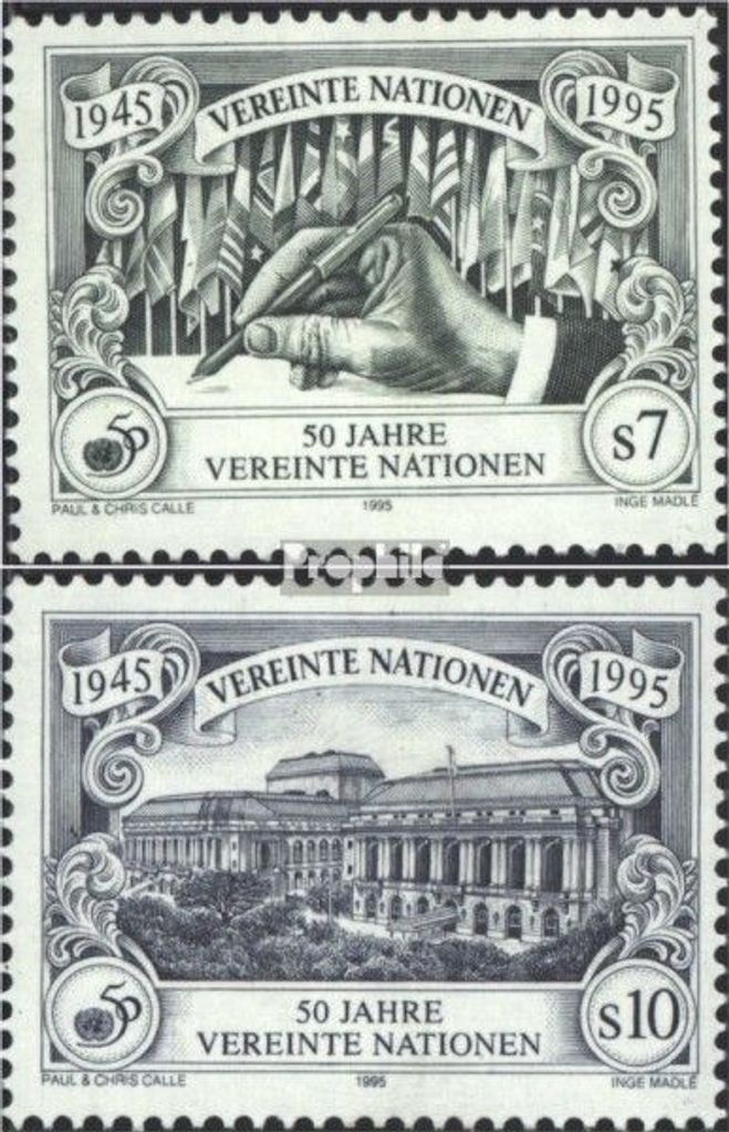 Briefmarken UNO - Wien 1995 Mi 186A-187A (kompl.Ausg.) postfrisch 50 Jahre UNO