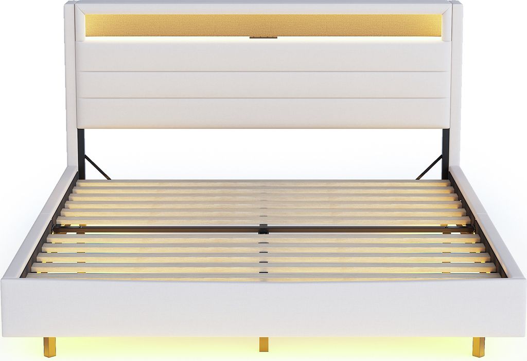 Flieks Polsterbett 160x200cm mit USB, Jugendbett Doppelbett Produktbild 
