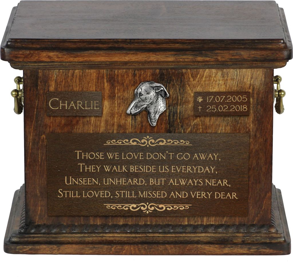 Italienisches Windspiel, Italian Greyhound Personalisierte Hundeurne mit Gravur, Erinnerungsbox für Hundeknochen von der Marke Art-Dog
