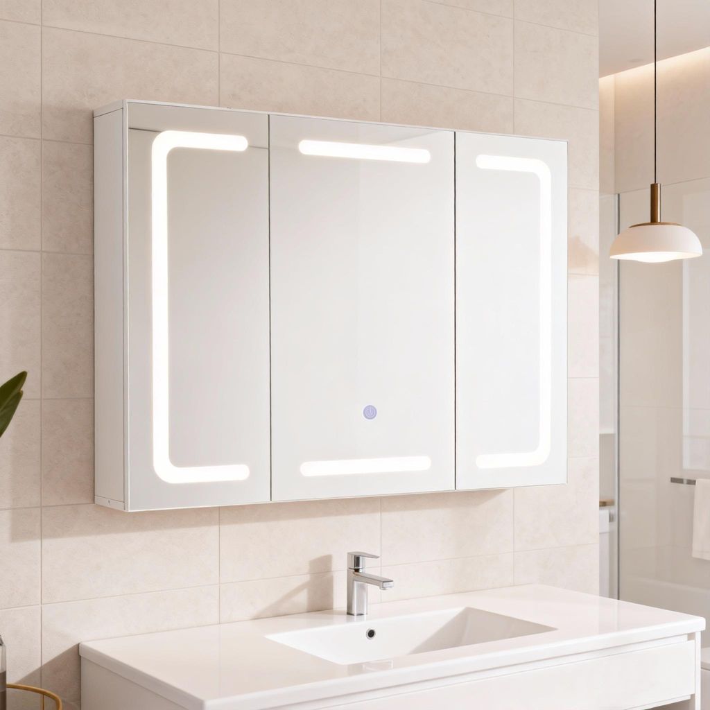 GIHAUVIA Spiegelschrank Bad LED mit 3-Farben-Beleuchtung Produktbild 