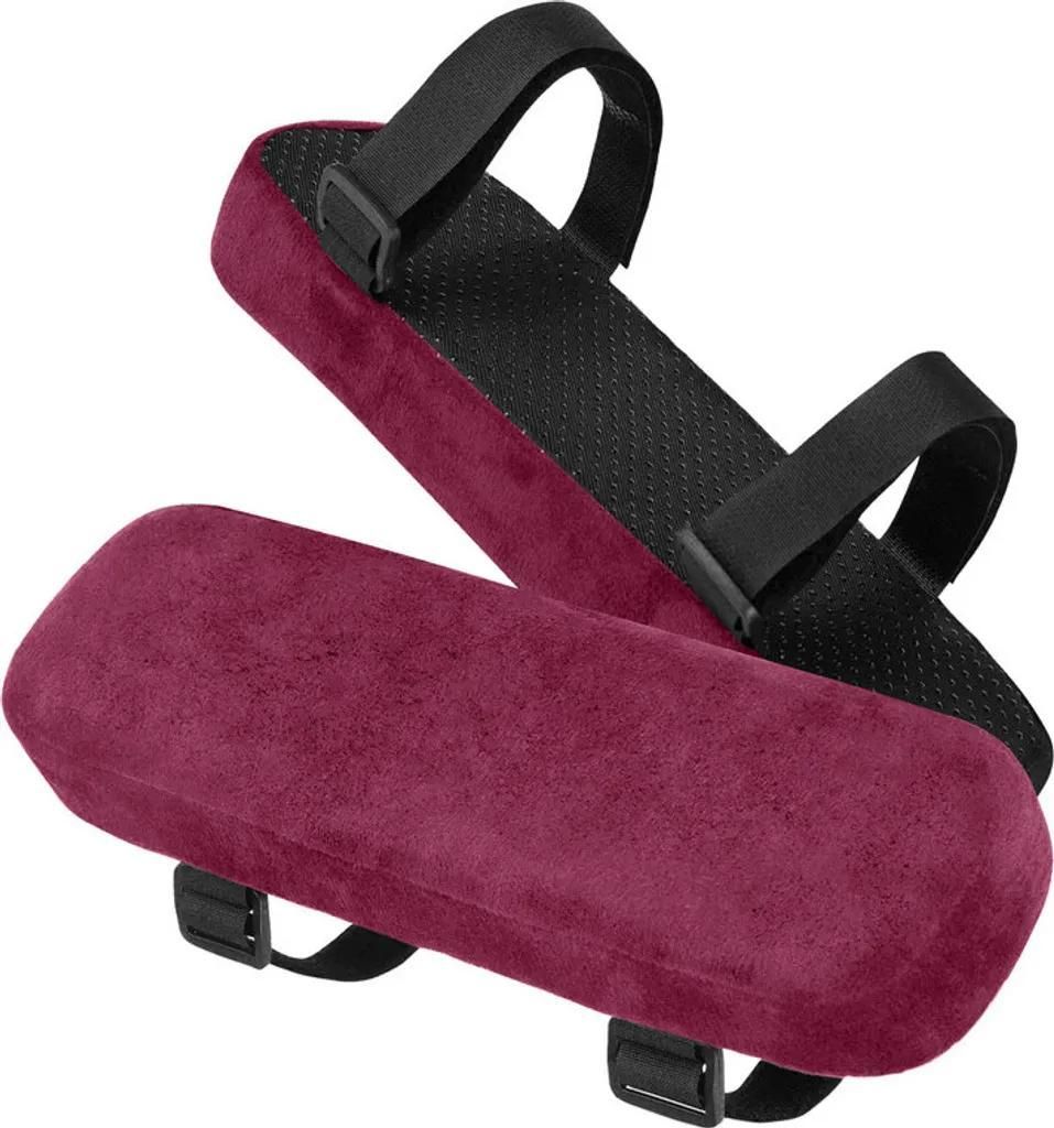 Stuhl-Armlehnenpolster,2 Pack gepolsterte Armlehnenpolster mit Memory-Foam-Ellbogenkissen zur Druckentlastung der Unterarme (Burgund)