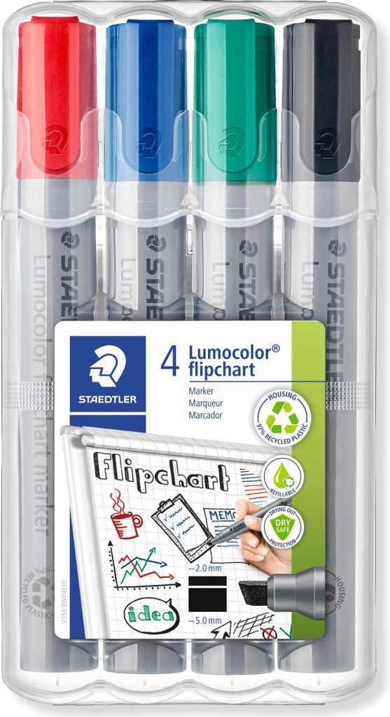 STAEDTLER® 356 B WP4 Flipchartmarker Lumocolor 4St Box Imagen del producto 