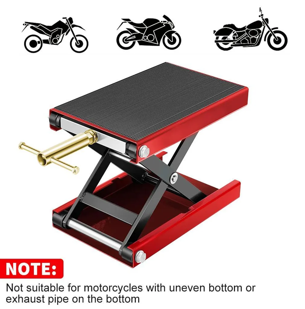 Cric de levage moto plateau antidérapant 500kg - Support atelier rouge