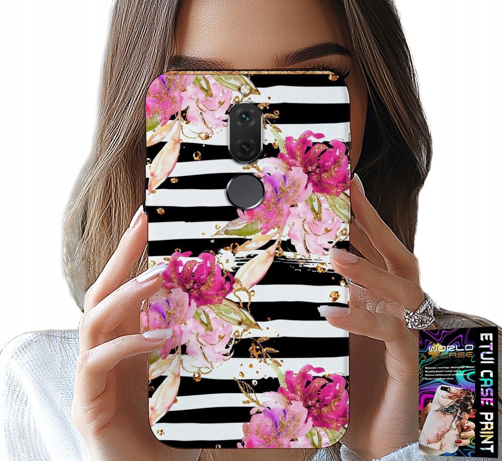 Hülle Für Huawei Mate 10 Lite - Florals Schwarz Und Weiss Gestreiftes Muster