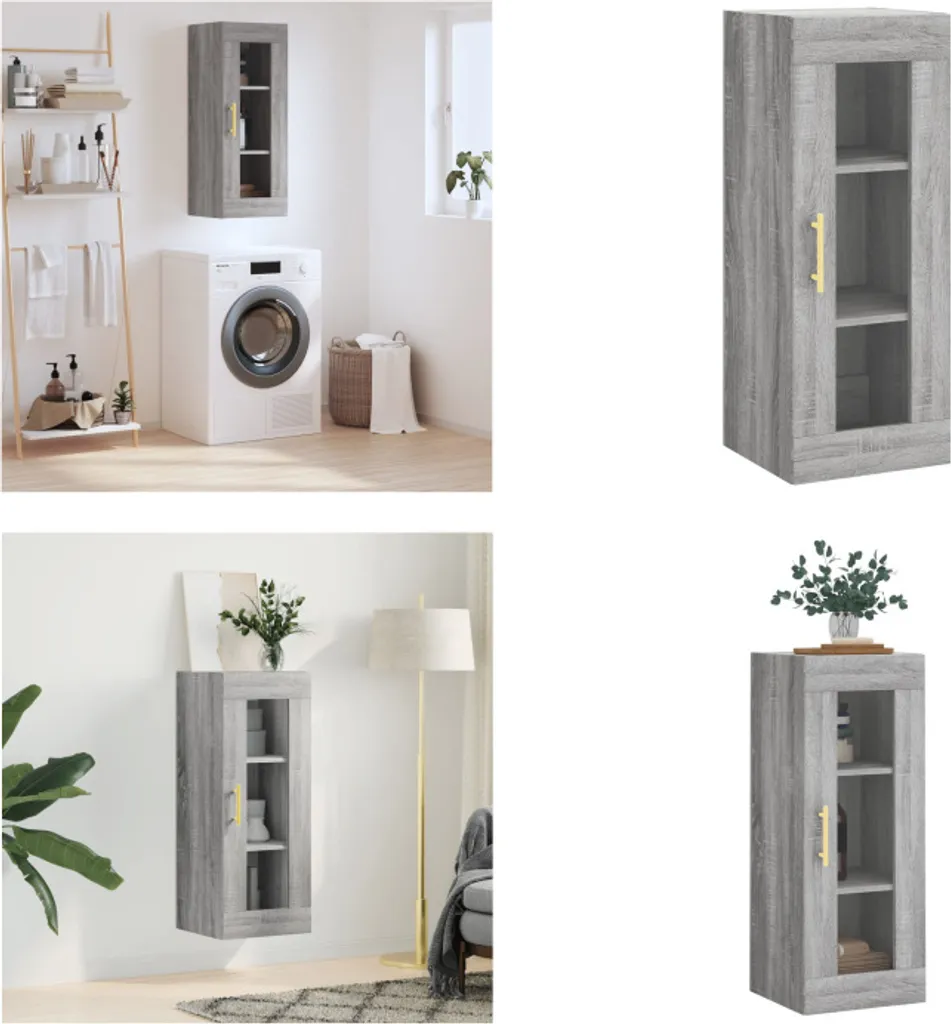 vidaXL Armadio a Muro Grigio Sonoma 34,5x34x90 cm | Pensile Salvaspazio