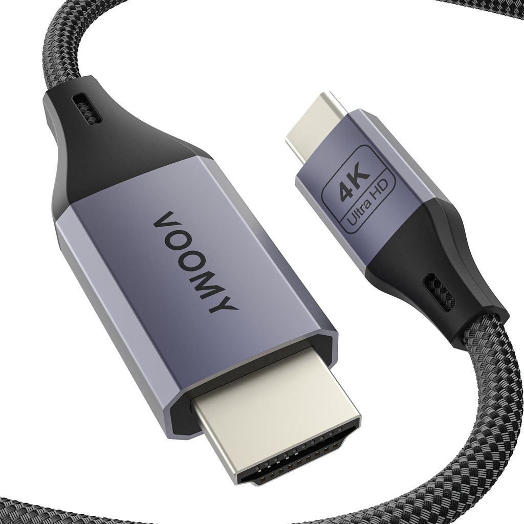 VOOMY USB-C auf HDMI Kabel 4K – 60Hz Ultra HD – 2 Meter – Für MacBook, iPad, Samsung, Lenovo – Geflochtenes Kabel mit Aluminiumgehäuse ...