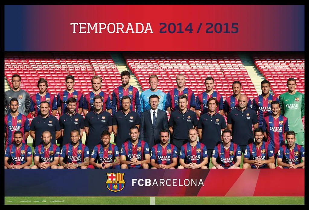 Poster FC Barcelone 14/15 sous Cadre Amovible Shinsuke en Plastique Noir