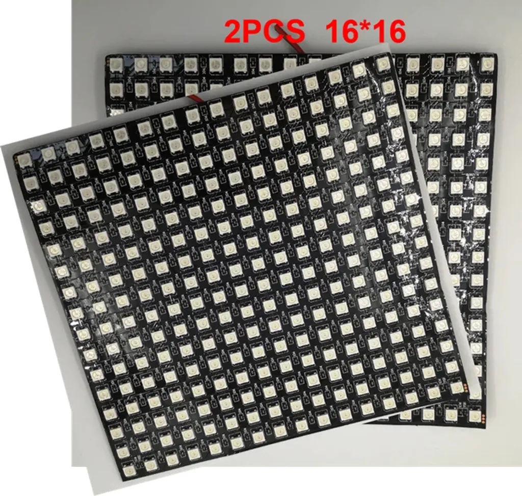 Panneau matriciel à LED flexible 16x16 pilotable RVB - Lot de 2 unités