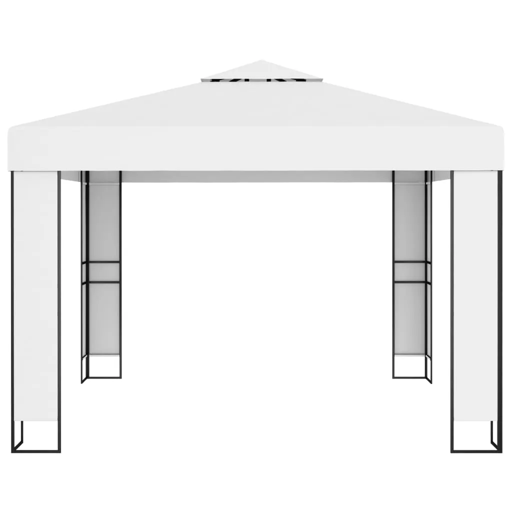 Pavillon 3x3 m blanc avec double toit ventilé contre la chaleur en été