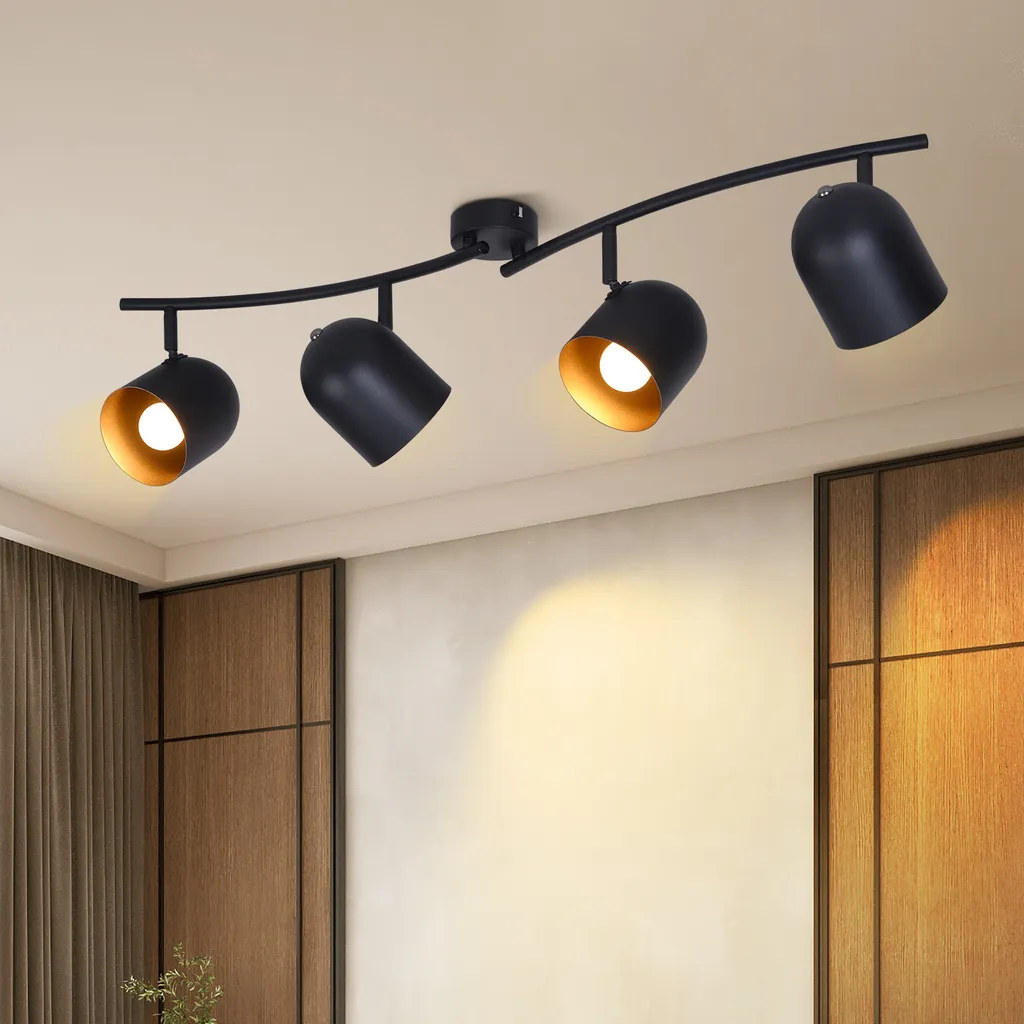 Lampe de Plafond Vintage 4 Spots pour Cuisine et Salon Design Industriel