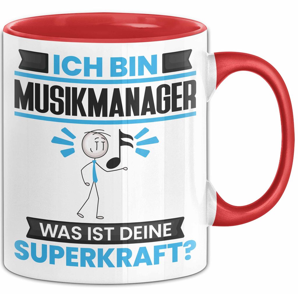 Musikmanager Tasse Geschenk für Musikmanager Geburtstag Lustiger Spruch Kaffee-Becher Was Ist Deine Superkraft (Rot)