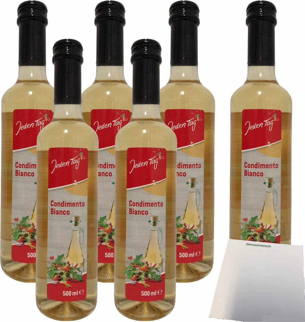 Jeden Tag Condimento Bianco Essig weiß 6er Pack (6x500ml Flasche) + usy Block