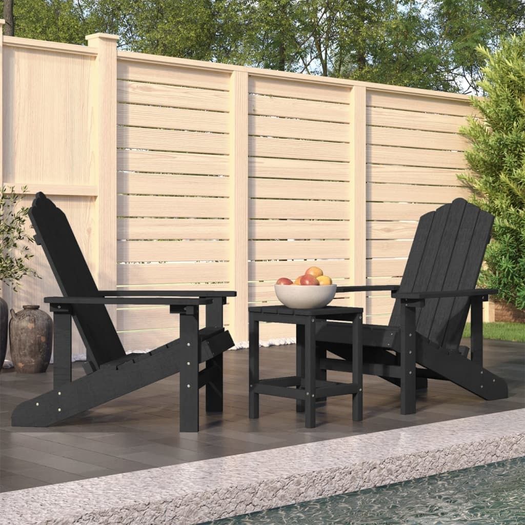 The Living Store Adirondack-Gartenstühle mit Tisch HDPE Anthrazit