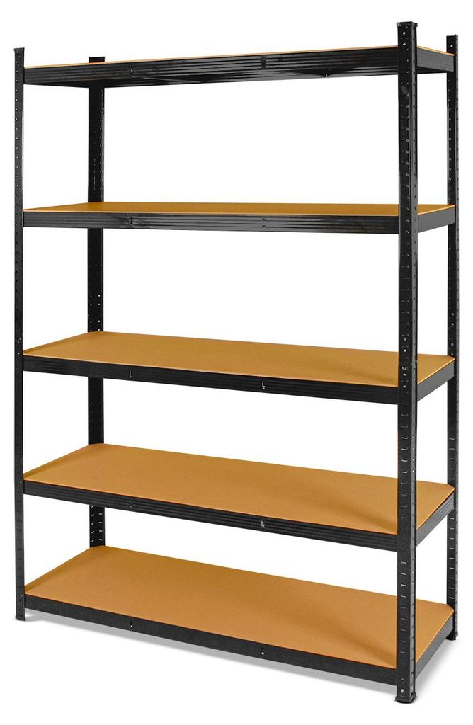 Brace 120 - Schwerlastregal mit 5 Bøden Schwarz, robuste Lagerung før Werkstatt, Garage und Keller 180x120x40 cm