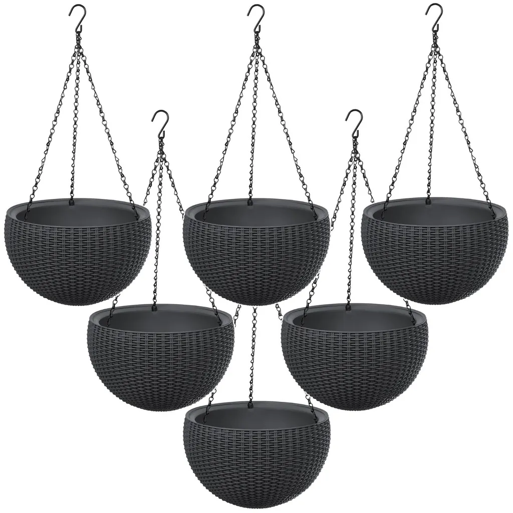 Lot de 6 Pots Suspendus Keter Sphere Planter Anthracite pour Jardin
