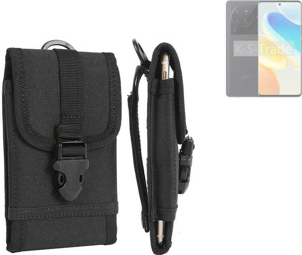 K-S-Trade Holster Handy Hülle kompatibel mit Vivo X80 Pro Holster Handytasche Gürtel Tasche Schutz Hülle Robust Outdoor schwarz