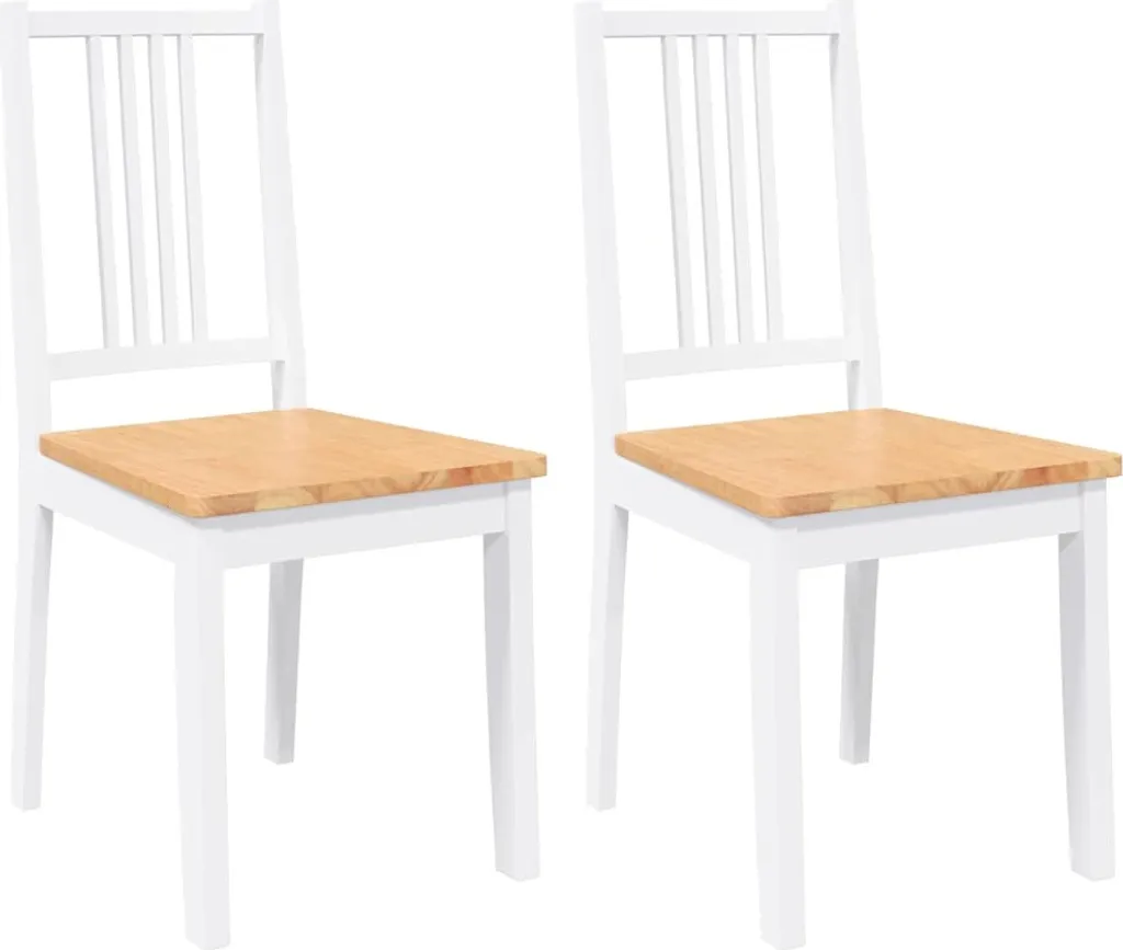 Set 2 Sedie Shabby Chic vidaXL Bianco Legno Massello di Gomma