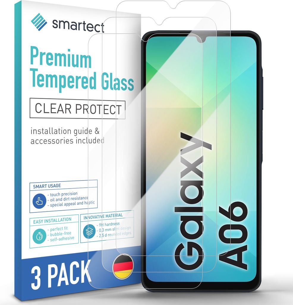 3x Schutzglas Panzerfolie Klar für Samsung Galaxy A06 Displayschutz Hartglas