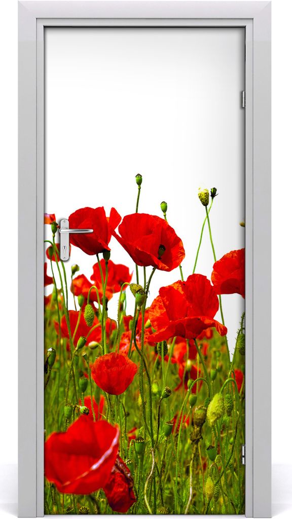 Tulup Türaufkleber 85x205 cm Dekorative Aufkleber Selbstklebend Wasserdichte Tapete Abnehmbar Schlafzimmer Wohnzimmer Wohnkultur - Feld Mohn