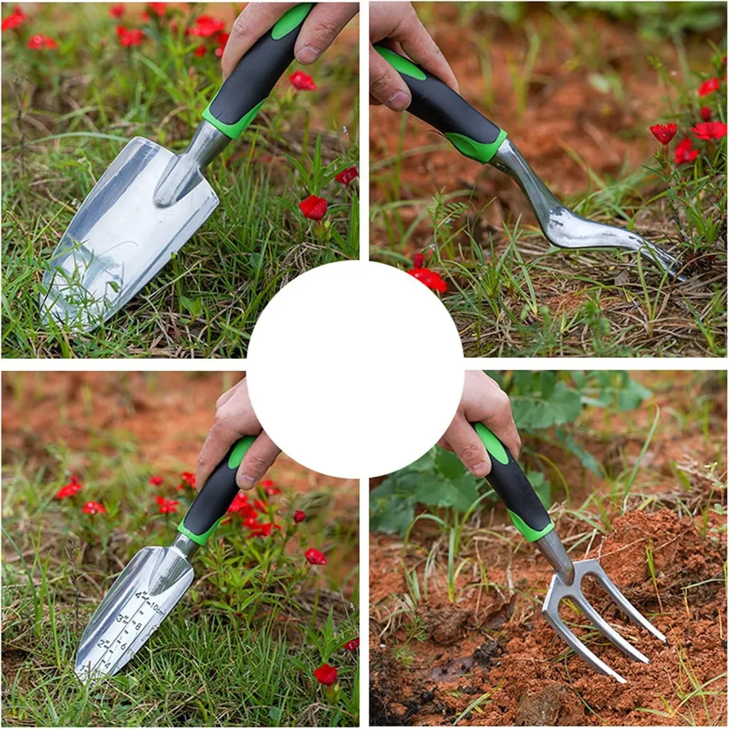 Kit outils de jardinage à main inox avec mallette de rangement 9 pcs