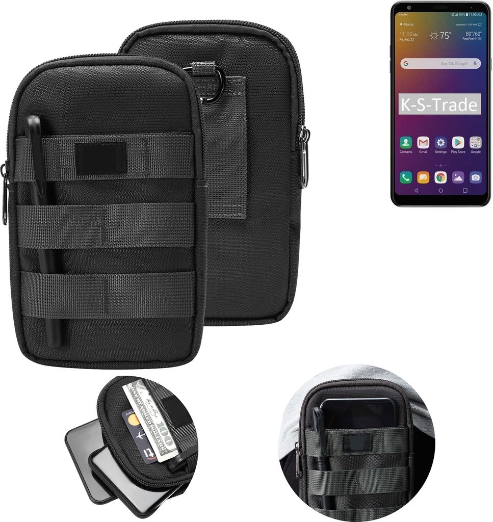 K-S-Trade Holster Gürtel Tasche kompatibel mit LG Electronics W30 Pro Handy Tasche Schutz Hülle dunkel-grau viele Fächer, 1x