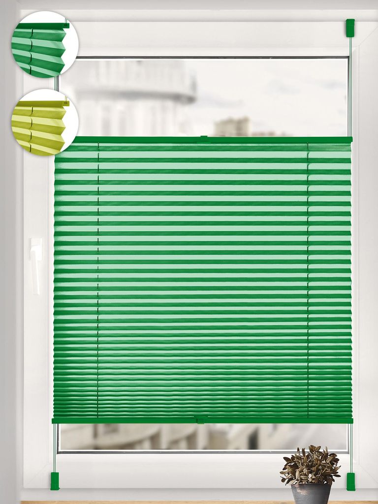 Sonello Plissee Klemmfix ohne Bohren 65cm x 120cm Grün Faltrollo Plisseerollo Jalousie für Tür & Fenster Blickdicht Sichtschutz Sonnenschutz Fer...